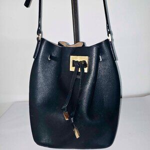 Michael Kors MIRANDA Bucket Drawstring Bag Black Leather
